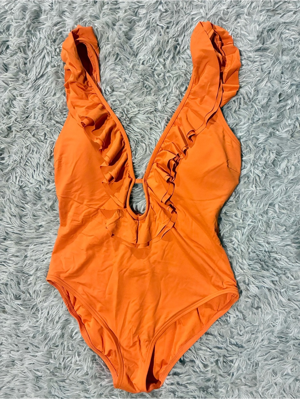 NEW Michael Kors one piece ruffle padded swimsuit deep v neck strappy back 12